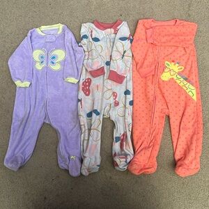 Bundle of 3 sleeper footies pajamas fleece size 9 months used like new.